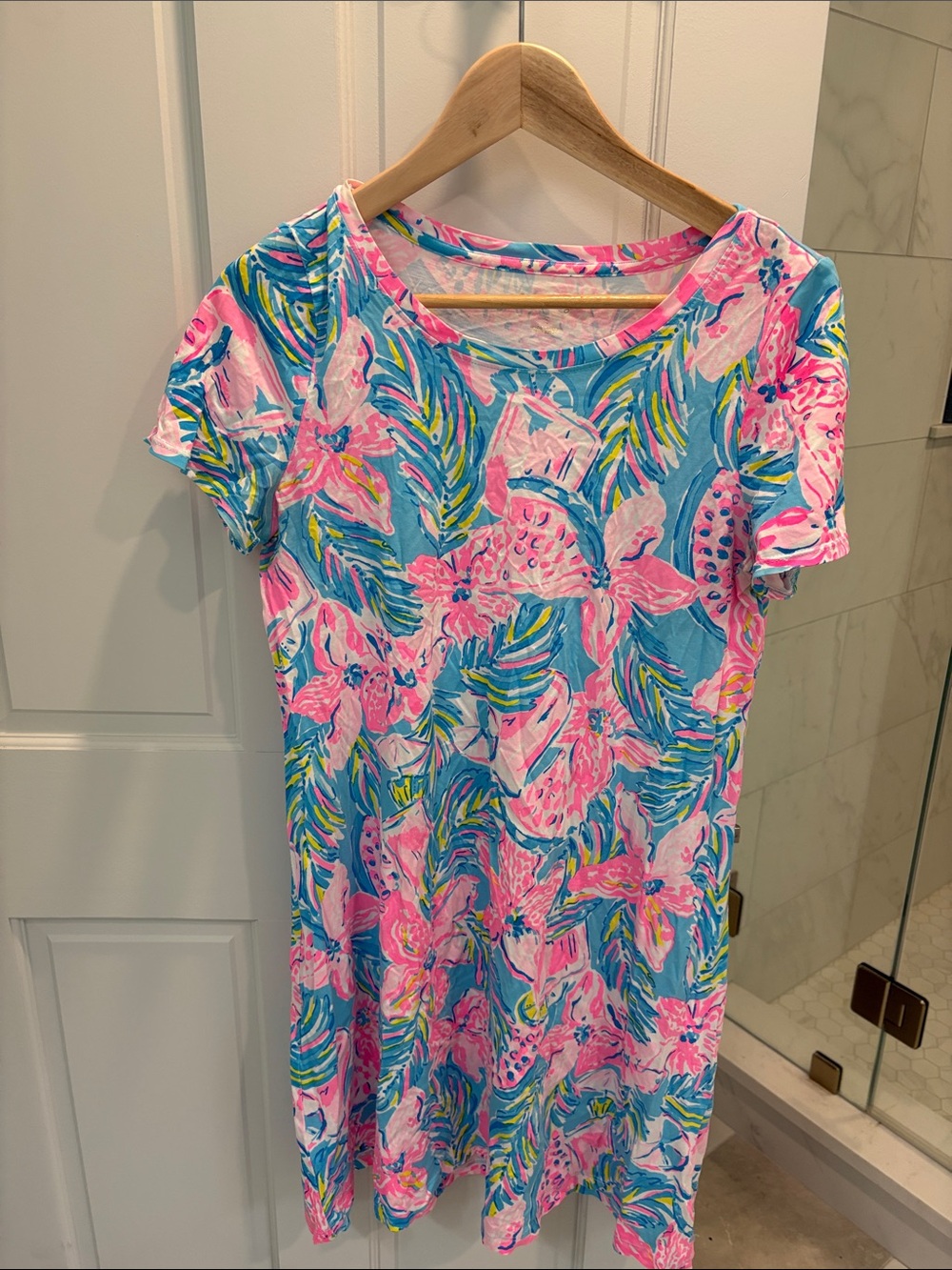 Lilly Pulitzer Blue Dress with Pink Floral Print
